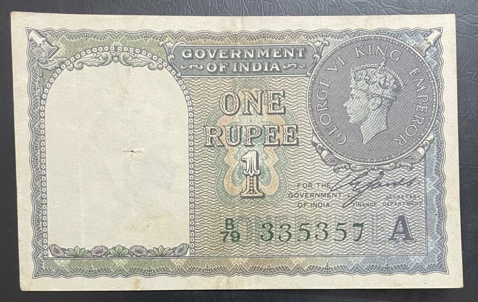 1940 British India Banknote King George Vi Kgvi Signed Ce Jones Inset A